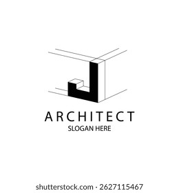 Letter J 3D logo architect for architecture and construction company