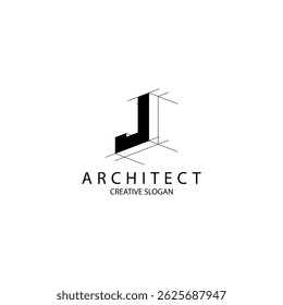 Arquitetura do logotipo da carta J 3D para empresa de construção. modelo de propriedade ilustração vetorial para sua marca.