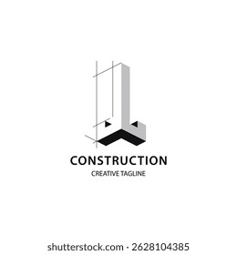 Letter J 3D logo for construction and architecture company. property logo design template for your brand