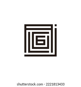 Letter j, A, L, G and number 6, square geometric symbol simple logo vector
