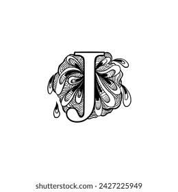 letter J absract doodle art background vector
