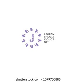 Letter J Abstract Circle Design Template.