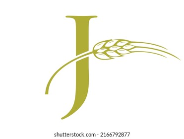 Letter J Agriculture Logo Farming Sign. Agriculture Logo With Alphabet J Template Vector Symbol