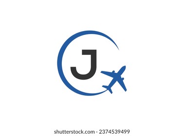 Letter J Air Travel Logo Design Template