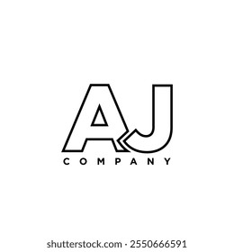 Letra A e J, modelo de design de logotipo AJ. Logótipo inicial com base em monograma mínimo.