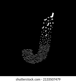 Letter J animated pixel letter logo. Learning letters education. Modern capital letter pixel growing upwards. Dissolved and dispersed animated dot letter art. Integrative pixel movement.