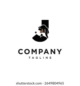 Letter J Ariege Hound Logo Icon Vector