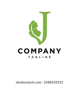 Letter J Banana Leaf Logo icon vector