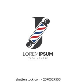 Letter J Barber Pole Logo Design Vector Icon Graphic Emblem Illustration