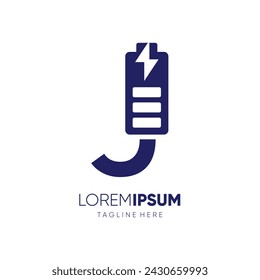 Letter J Battery Logo Design Vector Icon Graphic Emblem Illustration