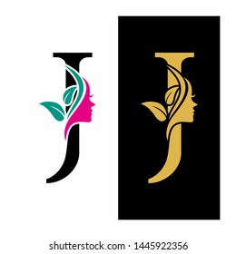 Letter J Beauty Logo Spa Nature Salon Skincare 