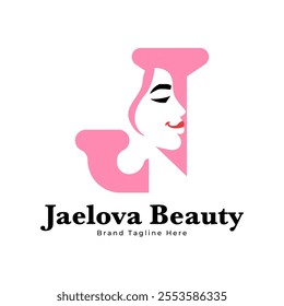 Letter J Beauty Woman Face Logo,for salon, spa, cosmetic, fashion, makeup, boutique and beauty clinic business