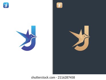Letter J Bird Logo Design Template for Travel, tour, freedom and peace business