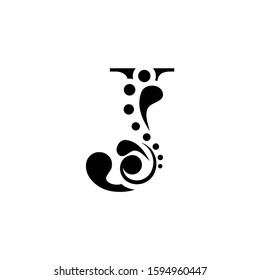 letter J. Black flower letter   Beautiful capital alphabet 