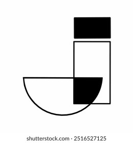 Letter J in black and white geometric shape