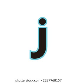 Letter j blue, neon geometric symbol simple logo vector