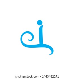 letter j blue wavy shape logo vector