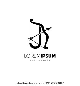 Letter J Bow Archery Logo Design Vector Icon Graphic Emblem Illustration 