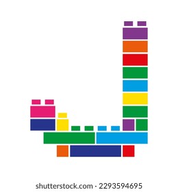 Letter J of Brick Building Blocks in vector colors