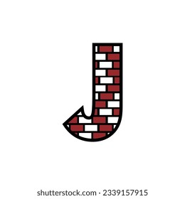 Letter J mit Brick Wall Logo, Vektordesign-Baufirma, Creative Initial Brief und Wand-Logo-Vorlage