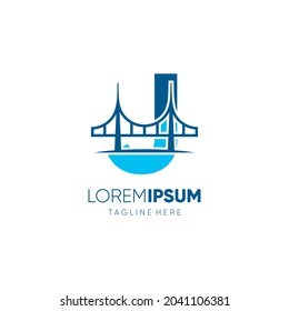 Letter J Bridge Logo Design Vector Icon Graphic Emblem Illustration