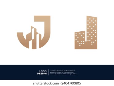 Letter J building real estate logo design collection.