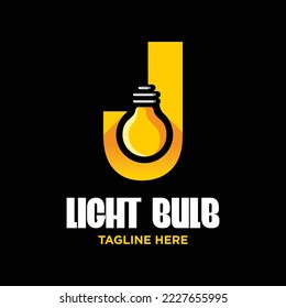 Letter J Bulb Logo Design Template Inspiration, Vector Illustration.