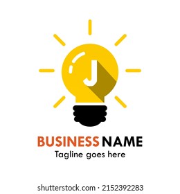 Letter j with bulb logo template illustration