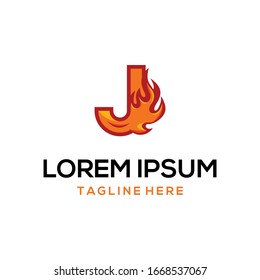 Letter J Burn Fire Abstract Creative Modern Illustration Business Logo