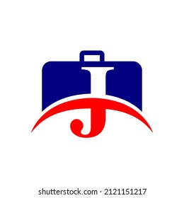 letter J business briefcase logo template