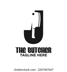 Letter J Butcher Logo Design Template Inspiration, Vektorgrafik.