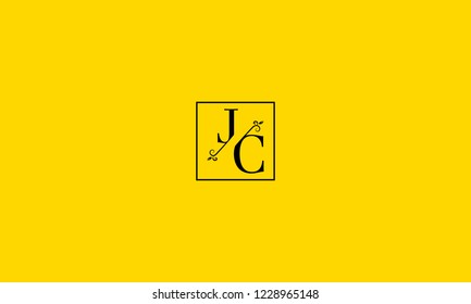 LETTER J AND C FLOWER LOGO WITH SQUARE FRAME FOR LOGO DESIGN OR ILLUSTRATION USE
