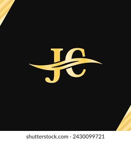 Letter J C Monogram Logo golden serif typography vector of business name royal identity design