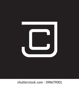 letter J and C monogram square shape logo white black background