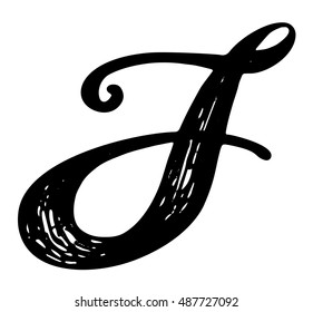 Letter J. Calligraphy alphabet typeset lettering. Hand drawn alphabet. Capital and lower-case letters. Copy-book hand font. Hand drawn sketch of ABC letters in old fashion vintage style. 