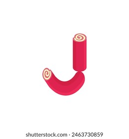 Letra J Candy Roll Logo icon Vector Plantilla.eps