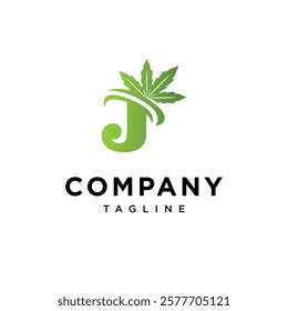 Letter J Cannabis Logo Icon Vector