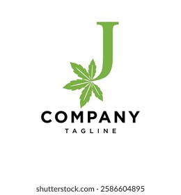 Letter J Cannabis Logo Icon Vector