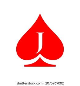 Letter J Casino Logo. Poker Casino Vegas Logo Template On Letter J. Poker Club Sign