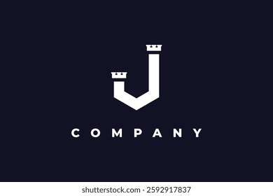 letter j and castle minimal logo