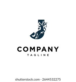 Letra J Centaur ícone do logotipo vetor