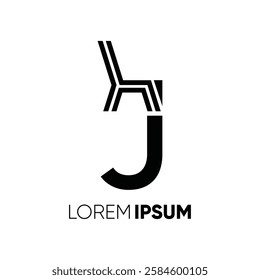 Letter J Chair Furniture Logo Design Vector Icon Symbol Graphic Image Illustration