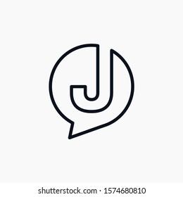 letter J chat with bubble line element. talk logo vector modern illustration graphic abstract template. minimalist Chat concept Logo Template. Communication icon vector, social media icon - VECTOR