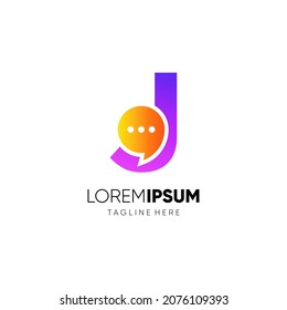 Letter J Chat Bubble Logo Design Vector Icon Graphic Emblem Illustration Background Template