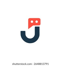 letter J chat message app logo vector illustration template design