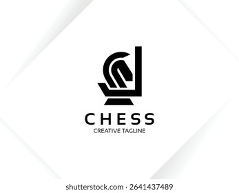 Letter J chess logo design template. Monogram knight logo