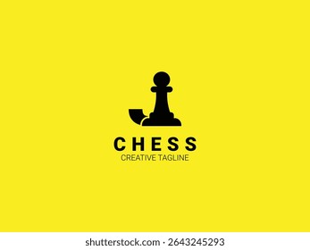 Letter J chess logo with pawn. Chess sport monogram logo template