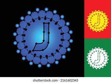 Letter J with circle dot logo and icon design template