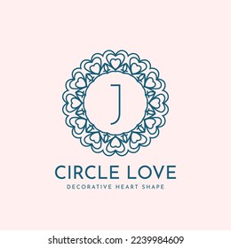 letter J circle love decoration vector logo design