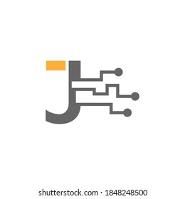 Letter J  Circuit technology logo icon creative design illustration